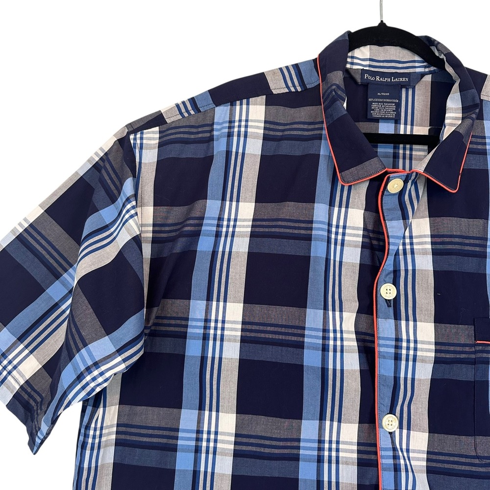Polo Ralph Lauren Mens Pajama Shirt XL Plaid Cotton Sleepwear Deadstock NWT - Picture 4 of 10